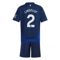 Camisa de Futebol Manchester United Victor Lindelof #2 Equipamento Secundário Infantil 2024-25 Manga Curta (+ Calças curtas)